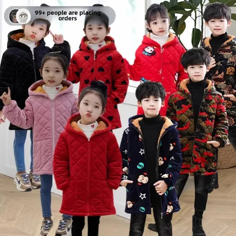 Thickened Art Painting Inverted Clothes for Children Kindergarten Boys Winter Protective Outerwear Primary School Students