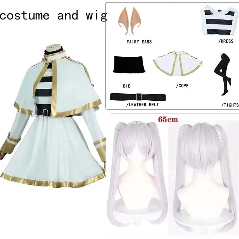Enchanting Frieren Cosplay Costume with Ears and Stockings