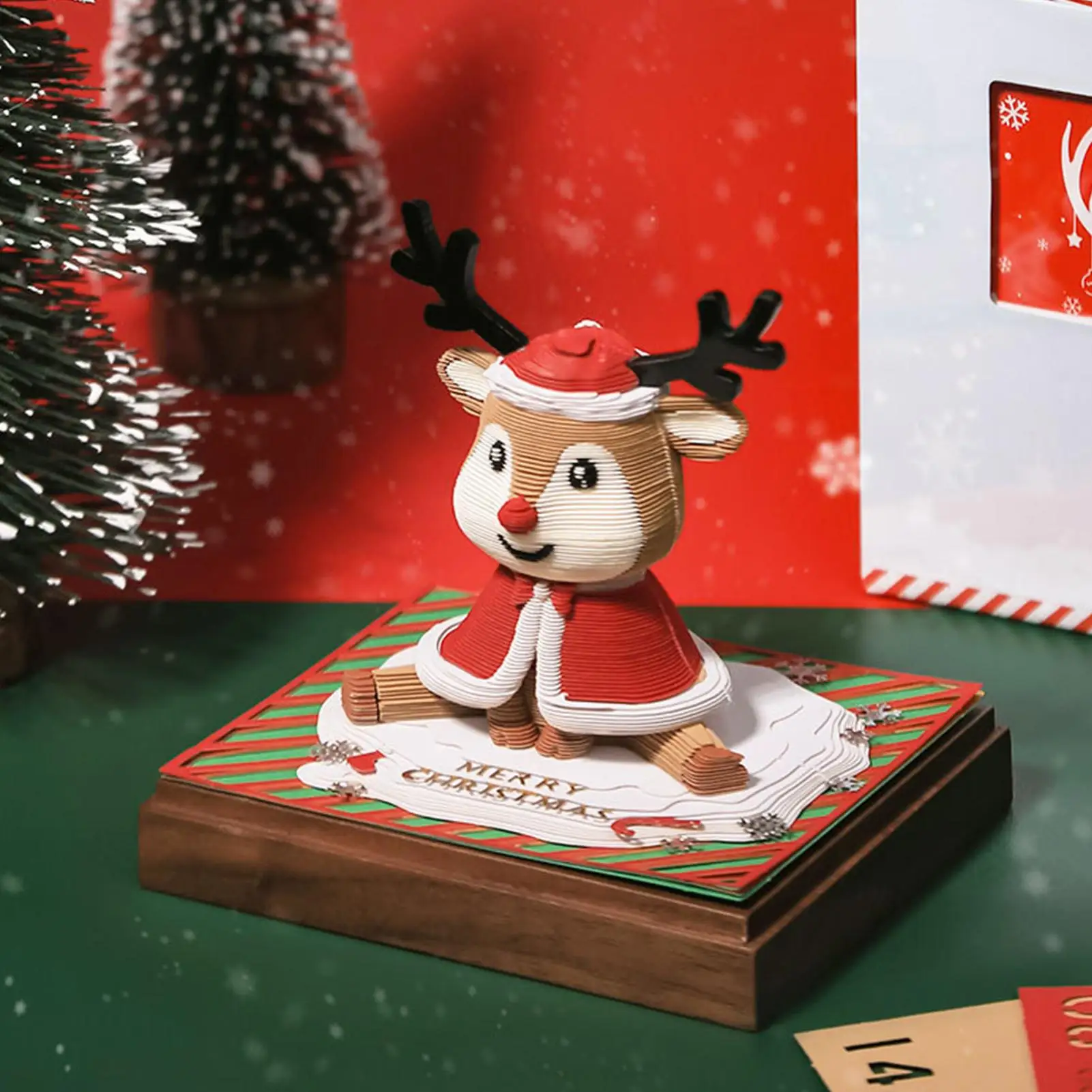 3D Calendar Deer Design Daily Planner Christmas Themed Tear Away Desk Calendar 2026 for Kids Women Men Teacher School Classroom