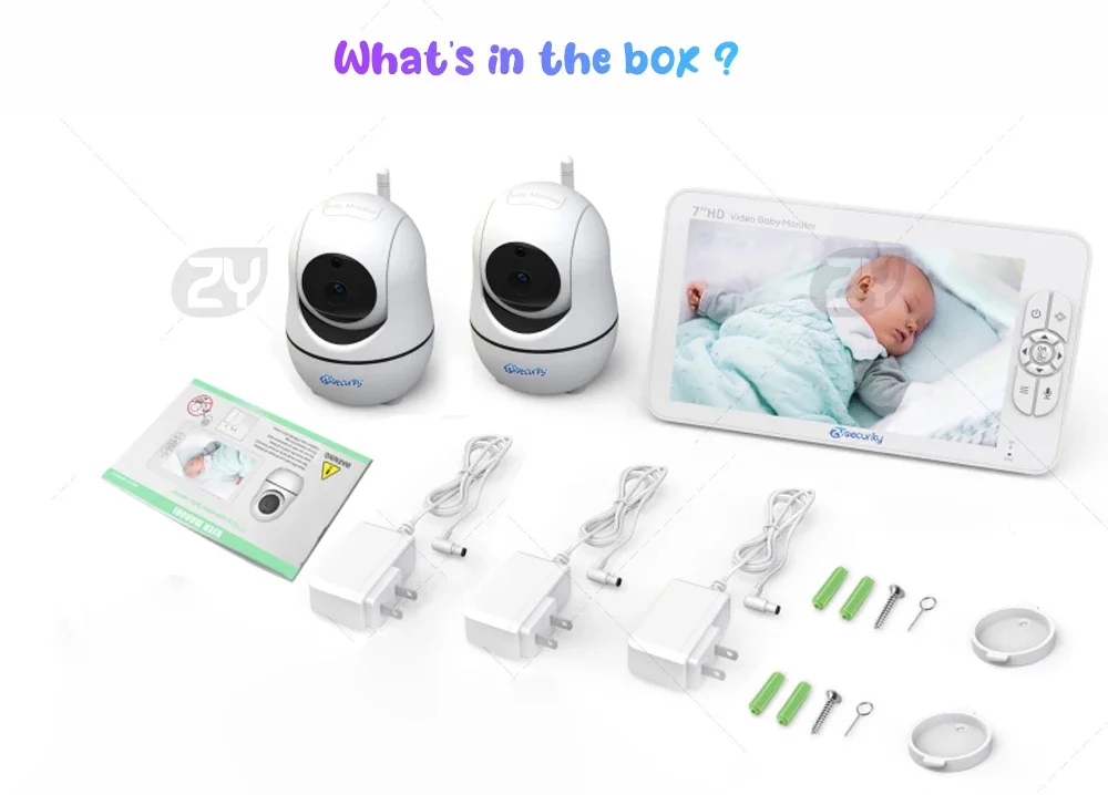 Baby Monitor with 2 Cameras 7" Large Display Audio and Video Surveillance 2-Way Talk 4000mAh Battery Infrared Night Vision VOX Sdcc3074b2a254e06a2e49f56381c40c7a