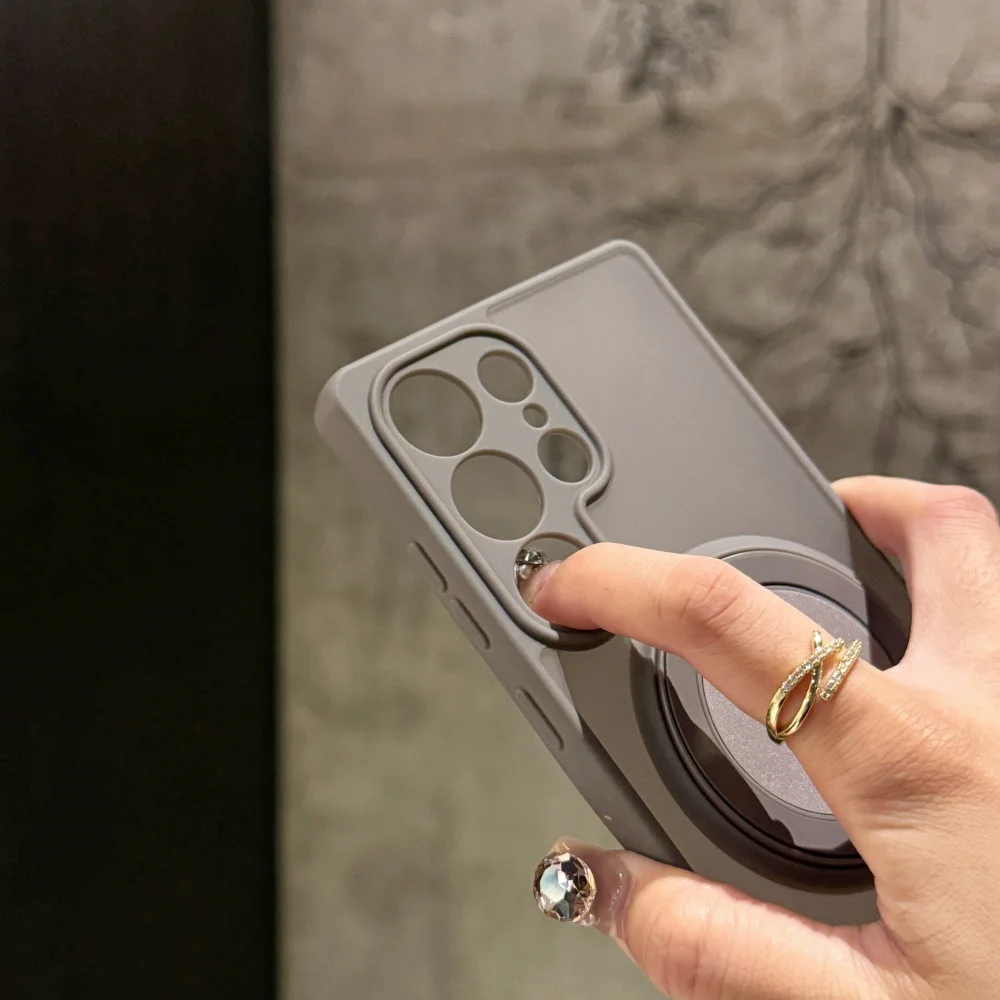 Magnetic Ring Holder Matte Case with Magsafe Stand Cover