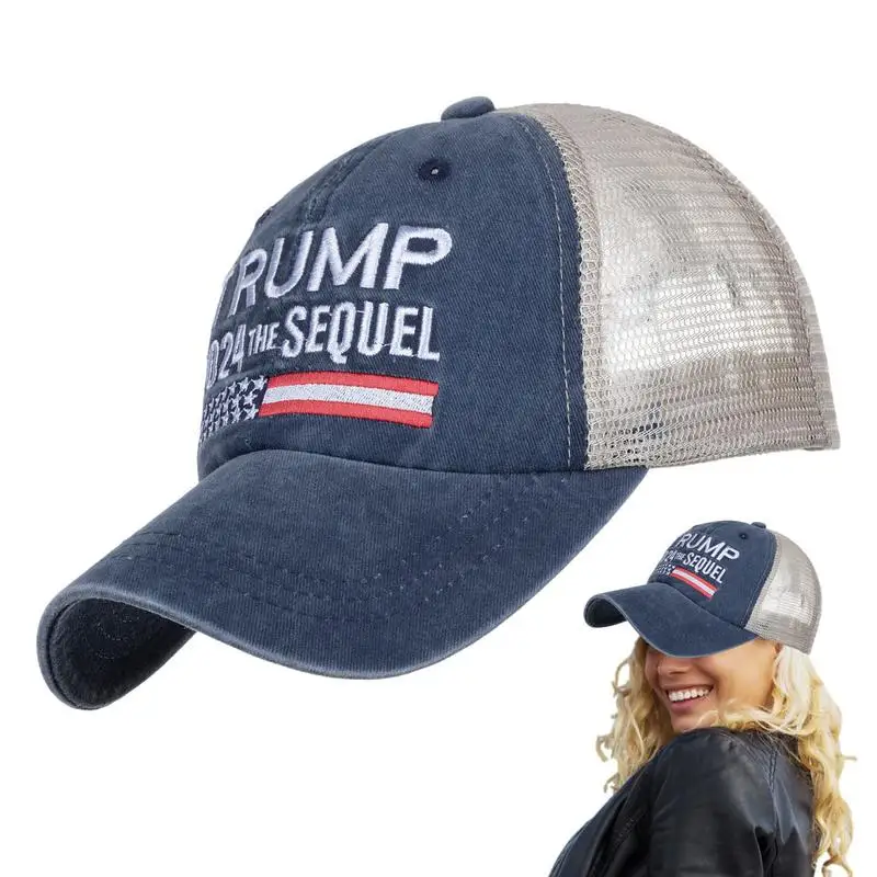 

Trump Hats Adjustable Baseball Caps American Campaign Hat Trump 2024 The Sequel USA Flag Embroidered Hat For Outdoors