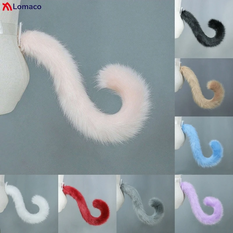 Plush Cat Tail Kawaii Women Cosplay Props Cute Animal Rainbow Faux Fur Fox Tail JK Girls Party Halloween Role Play Accessories cosplay accessories