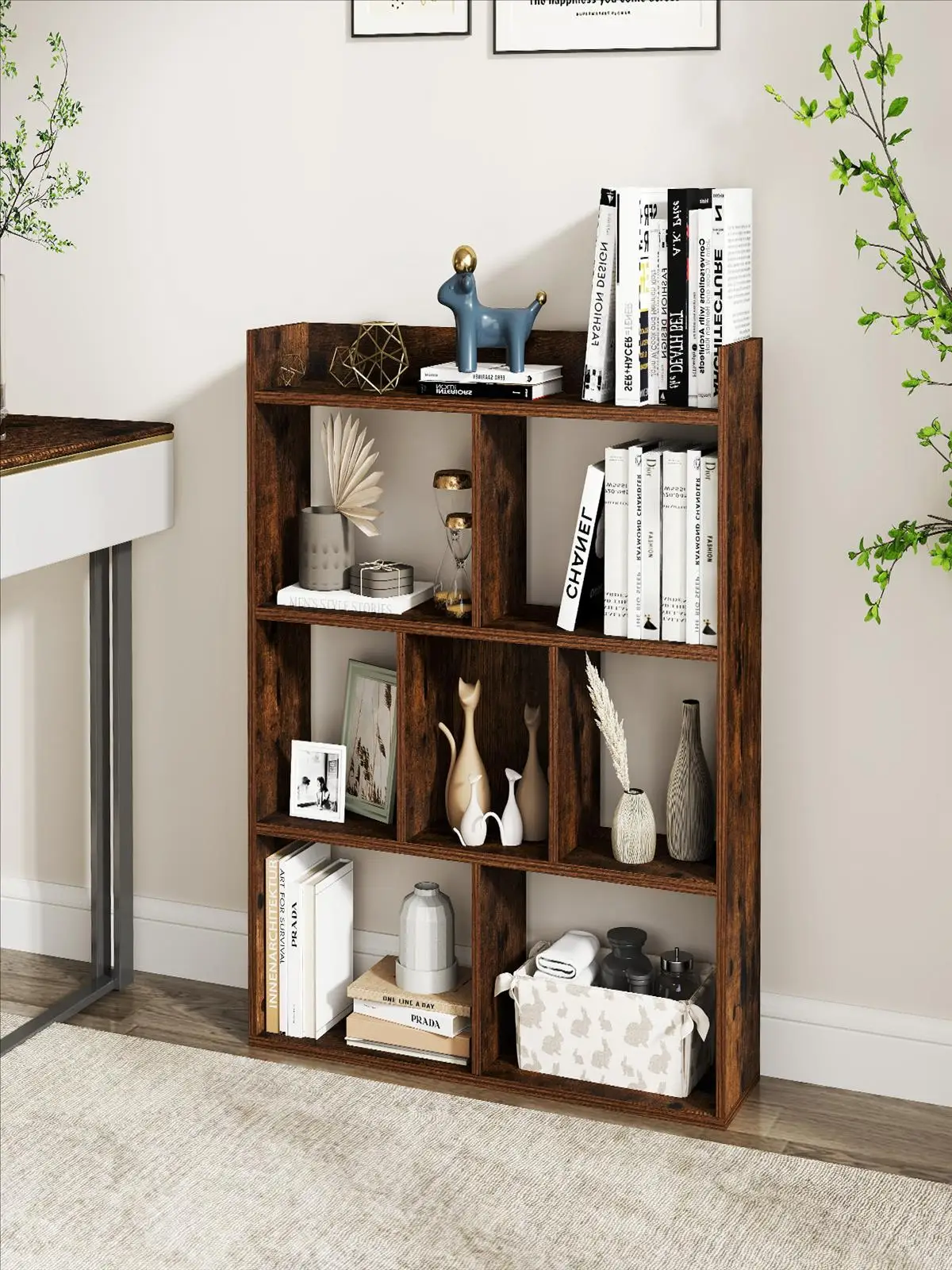 Bücherregal mit 7 Fächern, Standregal, Würfelregal, Aufbewahrungsregal für Wohnzimmer, Schlafzimmer, Büro, 80 x 20 x 90 cm – Detail 1