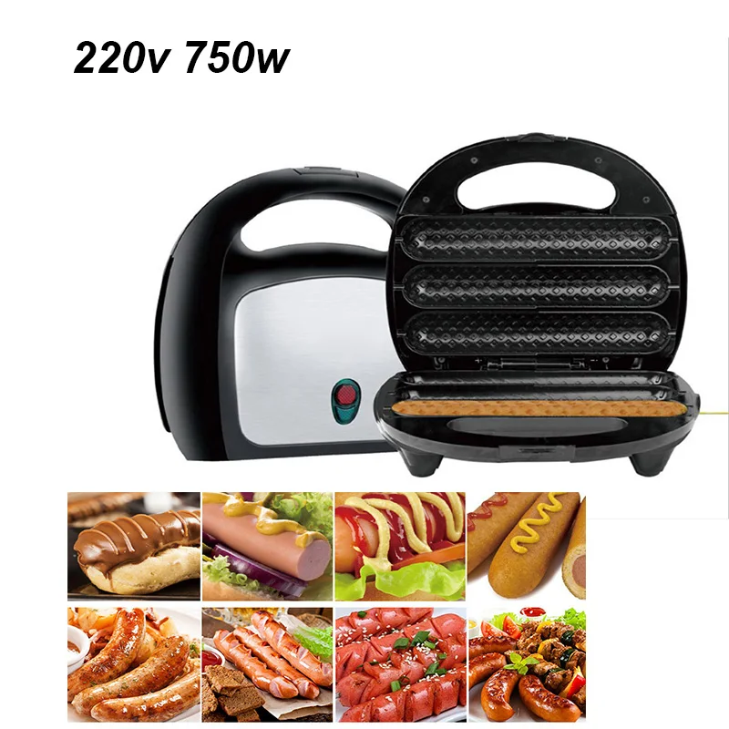 

220V EU Electric Waffle Sausage Machine Crispy French Hot Dog Lolly Stick Breakfast Frying Pan Hotdog Corn Baking Barbecue Grill