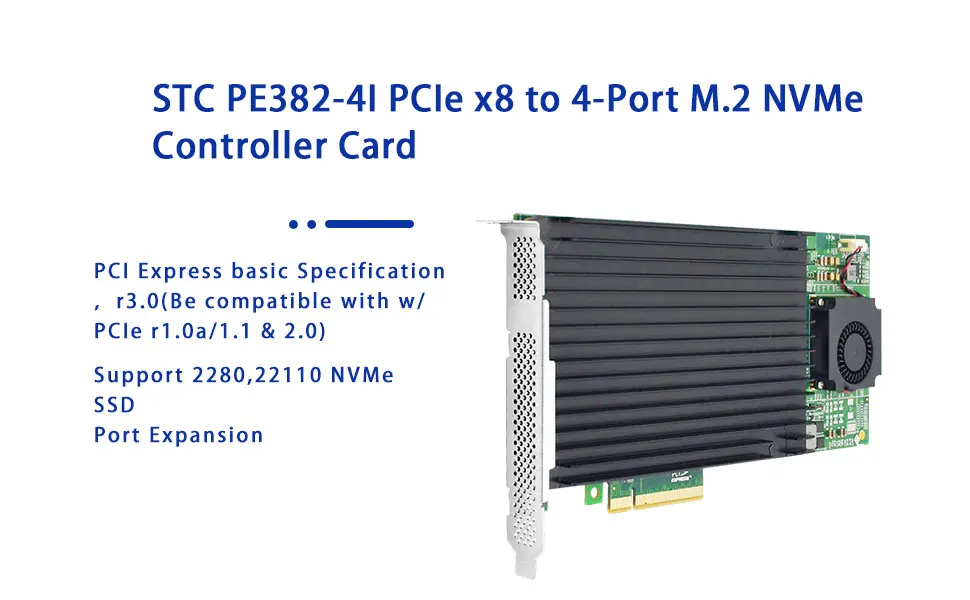 PCIe3.0 X8 zu 4 M.2 NVMe SSD Adapter mit PLX PEX8724 PCI Express 3.0 X8 Switch für 4 Ports M.2 Adapterkarte---STC PE382-4I – Detail 1