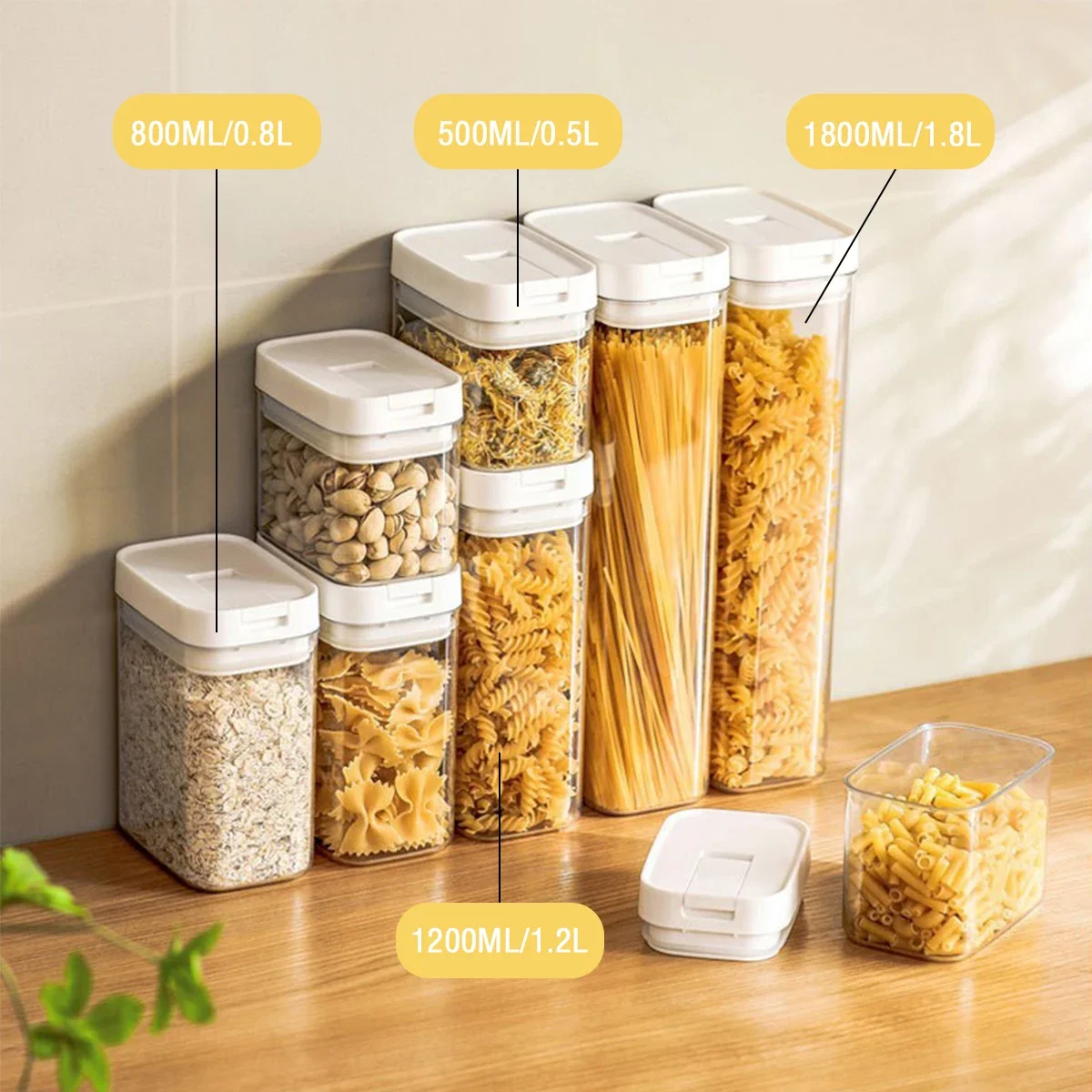 Pasta Storage Box Transparent Plastic Grain Seal Tank Spaghetti Storage Container Moisture-Proof Snack Jar Kitchen Food Tank 2