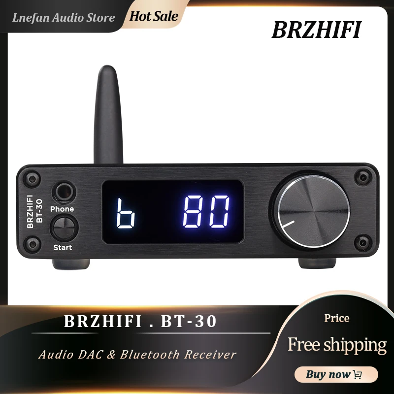 

BRZHIFI BT-30 Bluetooth Receiver ES9038Q2M USB C DAC HiFi Audio Decoder Support LDAC 24Bit 96KHz And Coaxial Optical Input Out