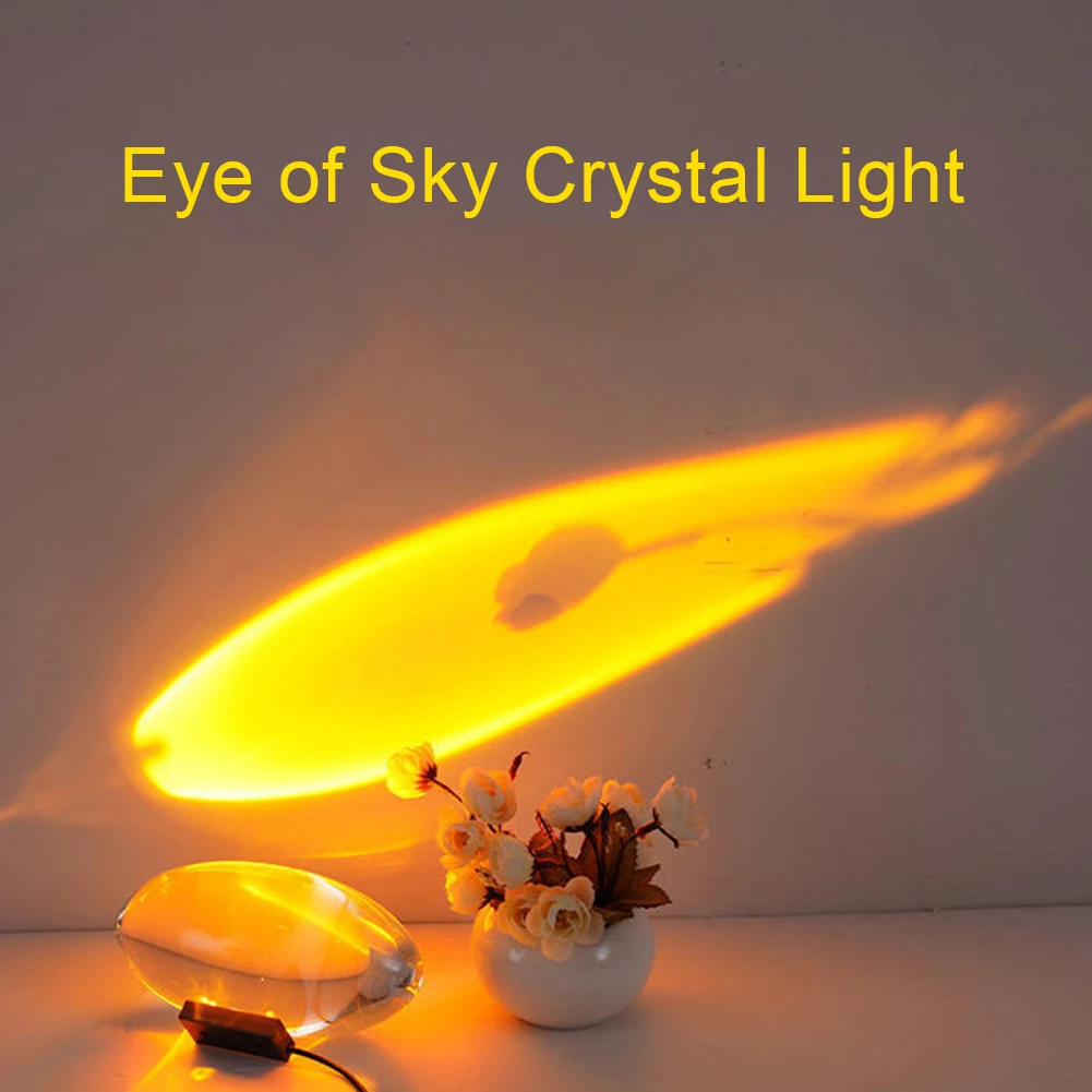 LED Crystal Table Lamp 5W Eye Of The Sky Egg-shaped Sunset Projector Lamp USB Charging LED Bedside Night Light For Home