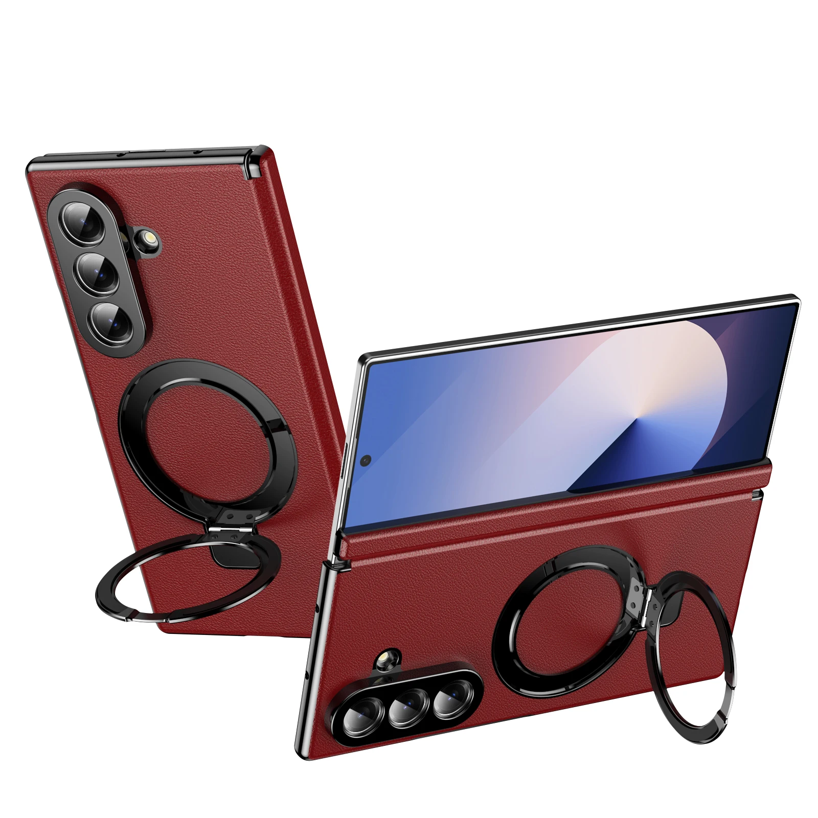 Leather and PC Magnetic Stand Phone Case with HD Screen Protector