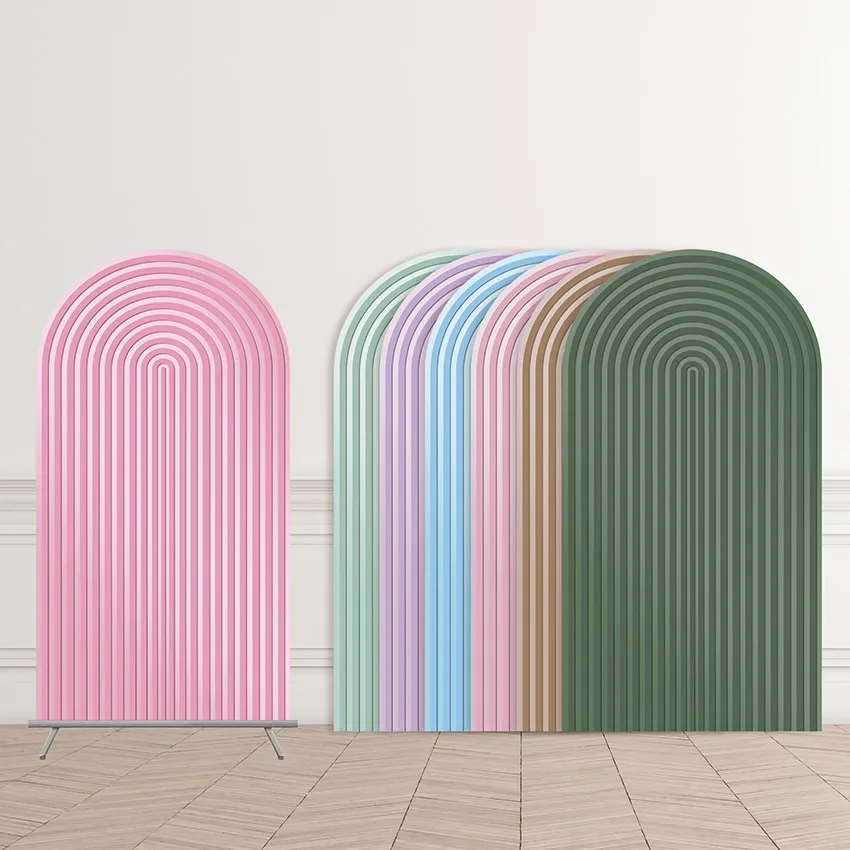 Mehofond Background Custom Double-Sided Arch Covers Stripes Wedding Bridal Shower Birthday Party Backdrop Decor Backdrop Photo