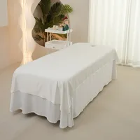 Housse de matelas de massage spa 1 pièce avec trous, en polyester, literie toutes saisons, couleur unie, draps de lit pour salon de beauté 2