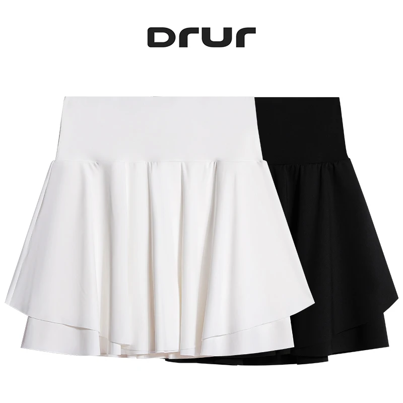 DRUR Tennis Skirts With Pant Sportswear Woman Gym Skirt Pants High Waist Layered Skirt Sports Skort Women Micro-Miniskirt