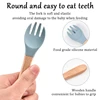 Baby Fork&Spoon Set Soft Silicone Head with Non-Slip Wooden Handle BPA Free Dishwasher Safe Ideal for Toddler Meals (6+ Months) 2