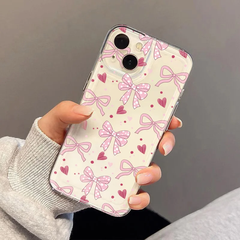 Transparent TPU Phone Case with Pink Bow Design