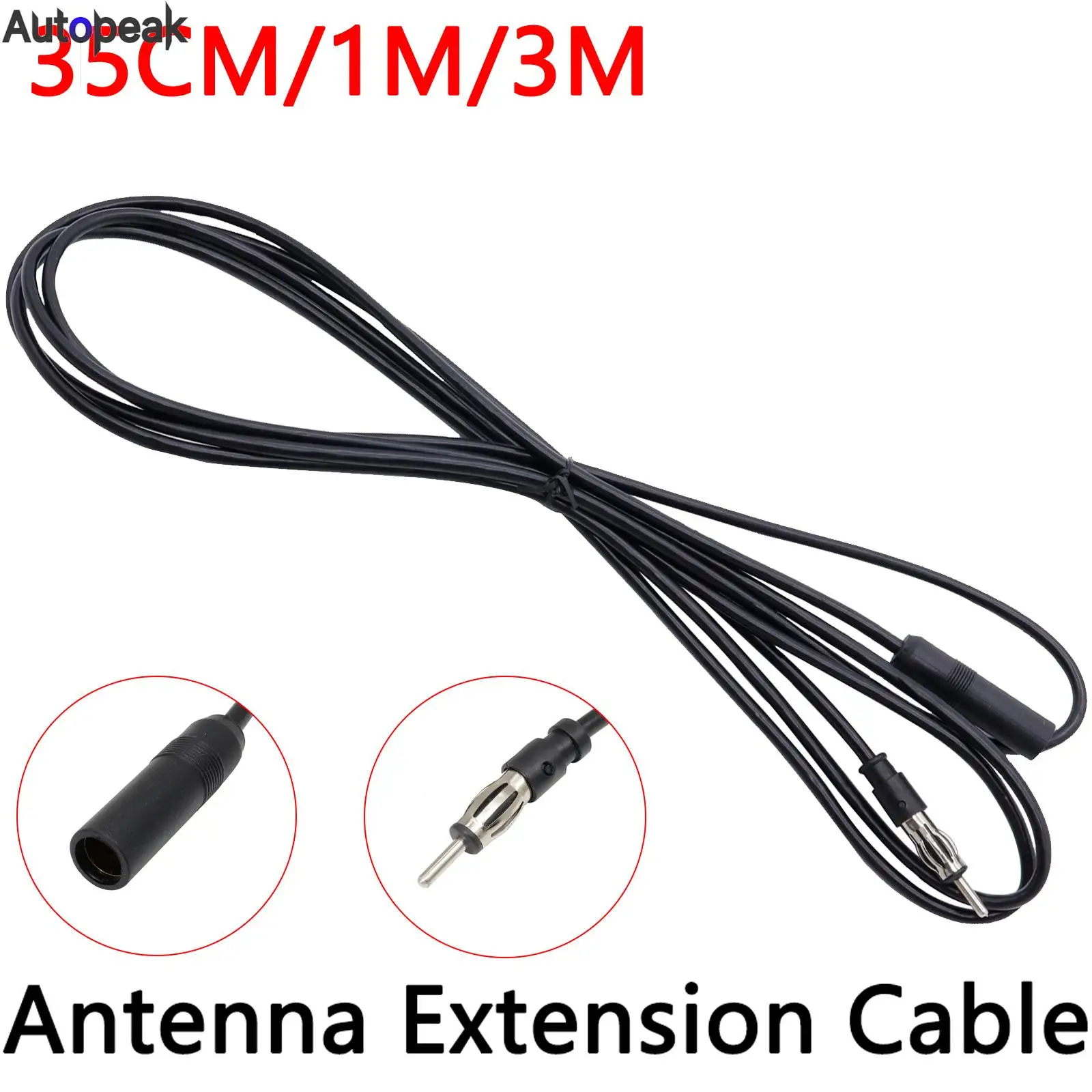 Câble d'extension d'antenne de voiture, radio FM AM, câble coaxial,  connecteur de prise DIN, 35cm, 1m, 3m - AliExpress