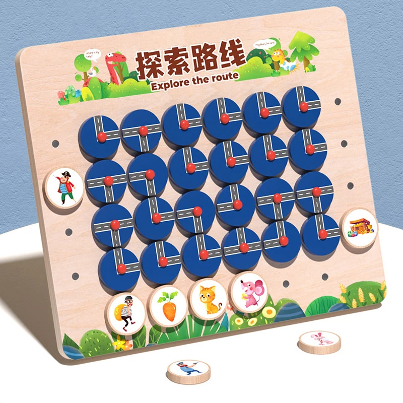 

Kids Wooden Exploring Route Maze Toy Montessori Educational Creative Intelligence Maze Game Toy for Children Interactive Toys