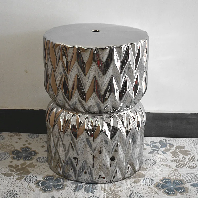 European silver ceramic drum porcelain shoe changing ceramic pier guzheng bathroom stool, ottoman ed