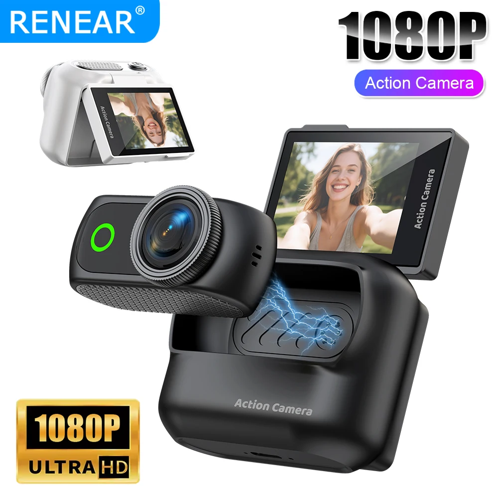 HD 1080P Mini Magnetic 2.0" Action Camera For VLOG Motorcycles Bicycle Car Sports Screen Flip Portable Detachable Action Camera