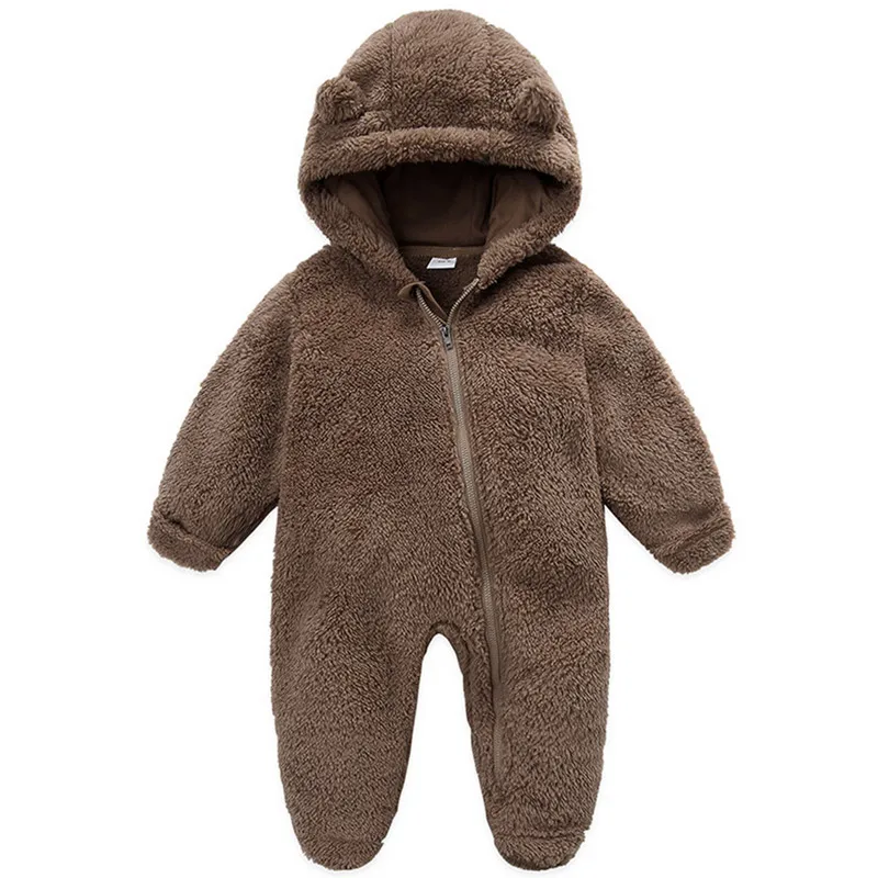 Pelele Bebé Unisex KAKU NANU Con Cremallera Y Capucha - Franela Suave Para Otoño/Invierno