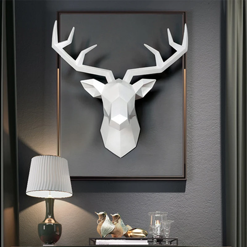 ERMAKOVA Dekorative Harz Elch Kopf Hirsch Kopf Wand Halterung Tier Kopf Halter Wand Aufhänger Statue Tier Shapedat Haken Hängen Rack – Detail 8