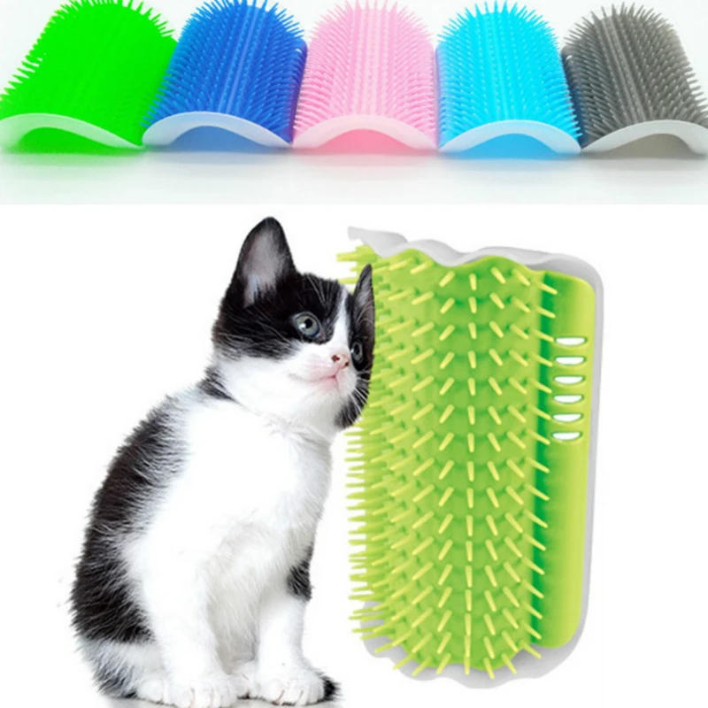 ferret toys 1 Pcs Cat Corner Brush For Long Hair Squeaky Face Massage Comb Comfortable Self Grooming Brush Free Hand Wall Toy For Cats pet toys clasicc