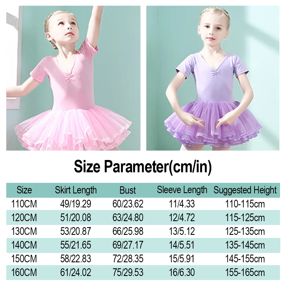 Girls' Cotton Dance Dress Bow Backless Ballet Pompadour Skirt Integrated Open Training Dress Dance Clothes