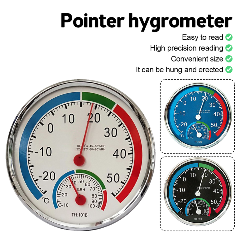 Mini Round Pointer -30â-50â Temperature Meter 20%-100% Hygrometer Analog Thermometer Monitor Humidity Gauge for Indoor Offices
