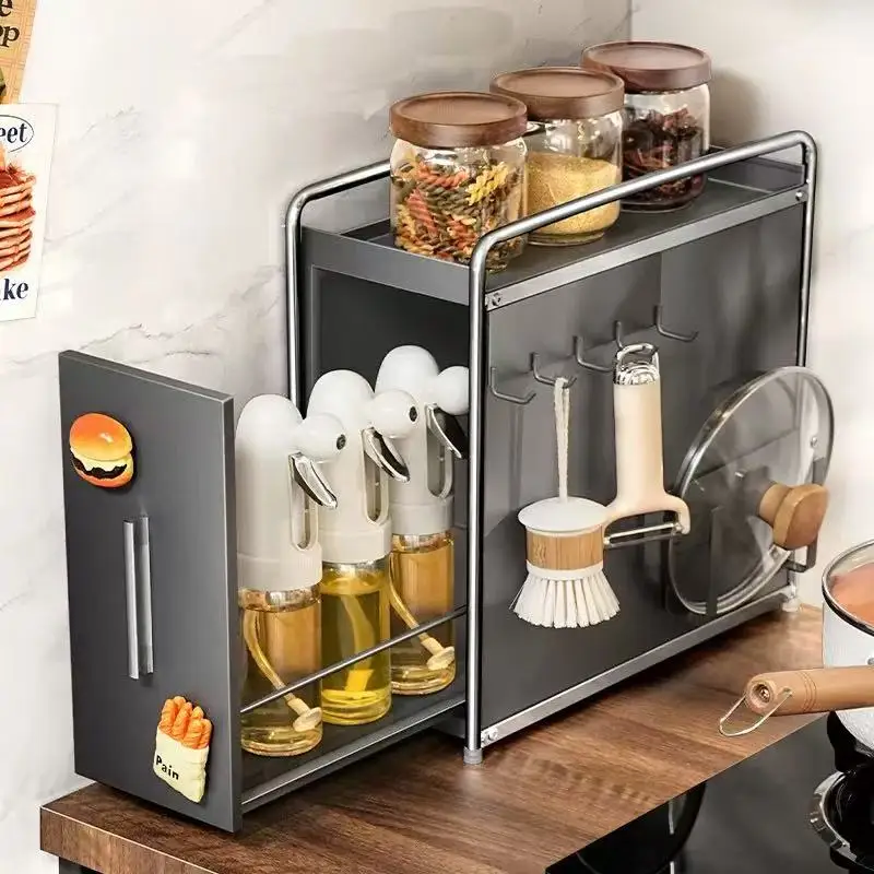 New Kitchen Spice Shelf Pull-Out Spice Racks Narrow Countertops ...