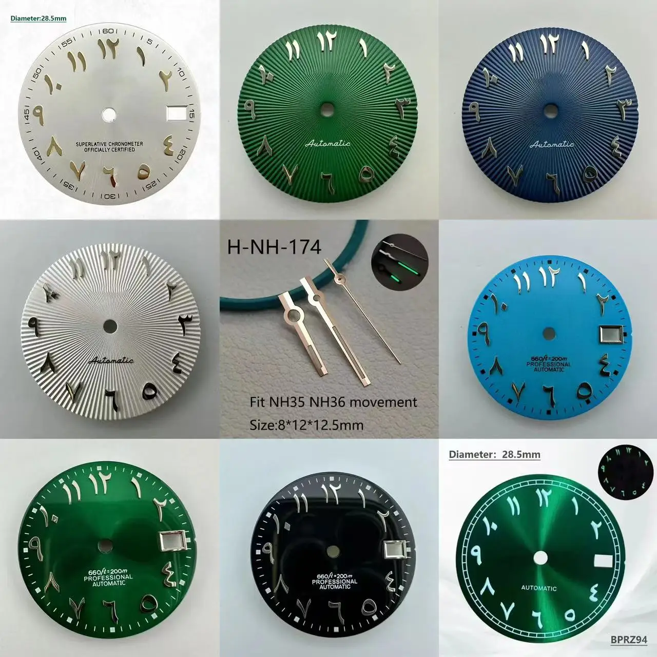 

Циферблат с арабскими цифрами NH35/36, 28,5 мм, не светящийся, зеленый, синий, серебристый, черный, автоматический светящийся механизм, 29 мм, арабский диаметр