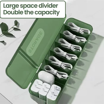 Scatola porta cavi con 7 scomparti, organizer per caricabatterie, contenitore riutilizzabile per la gestione dei cavi, per ufficio e casa.