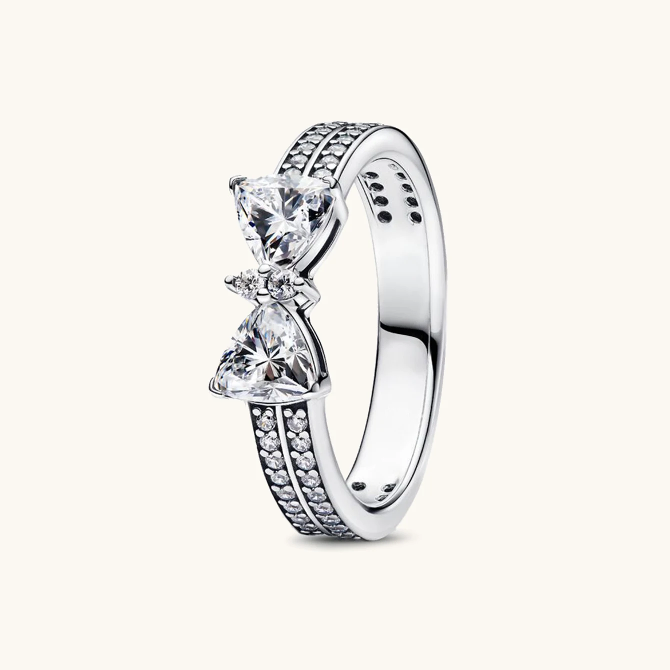 1Pc 925 sterling silver fashion high-end exquisite luxury diamond ring, Bow set with diamond ring, wedding ring, eng 3