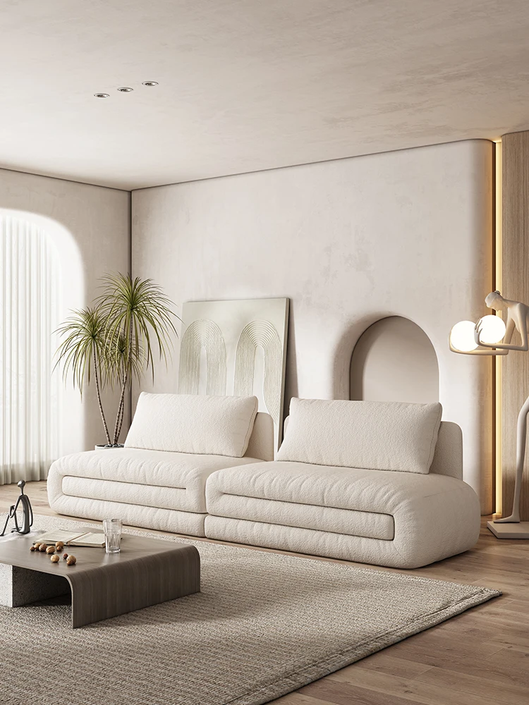 

Nordic minimalist cream series surprise quiet wind small apartment living room down double technology fabric sofa combination