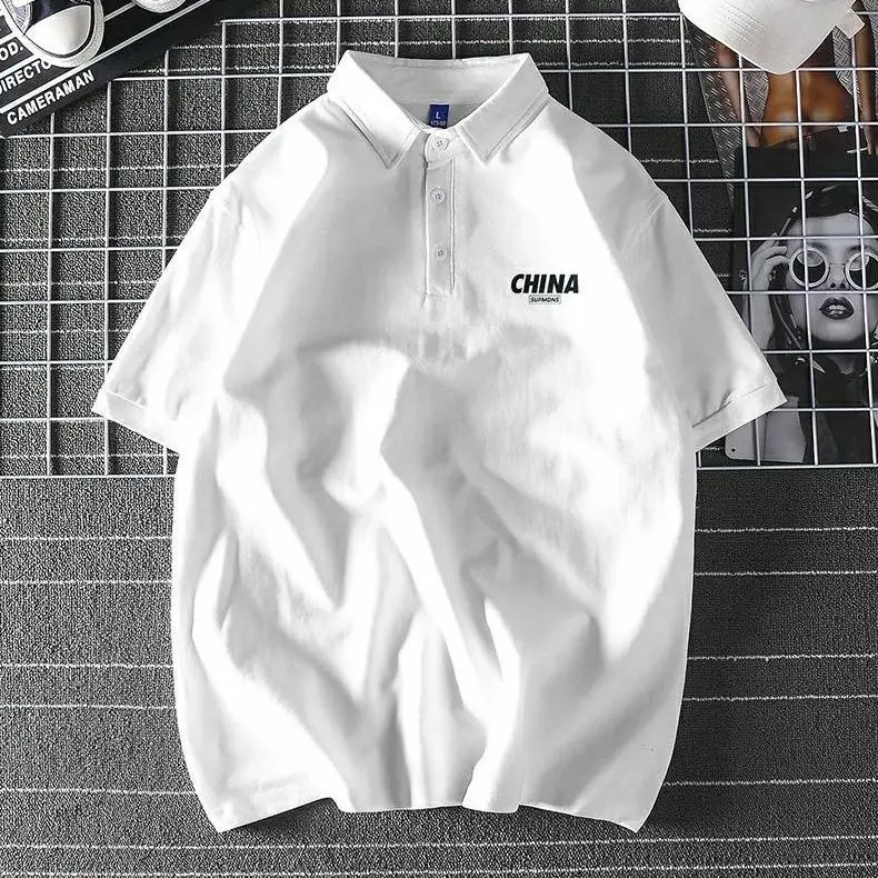 thumbnail image 1 of Camiseta de manga corta de verano, polo para hombre, camiseta con solapa, ropa holgada, versión coreana de la tendencia, marca Tide de moda que combina con todo, talla L, 1 of 5