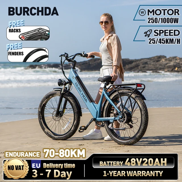 Vélo électrique BURCHDA NEW AZ26 1000W 45KM/H, 26 pouces, pneus larges 3.0, batterie lithium 48V20AH, vélo électrique de ville pour adultes 1