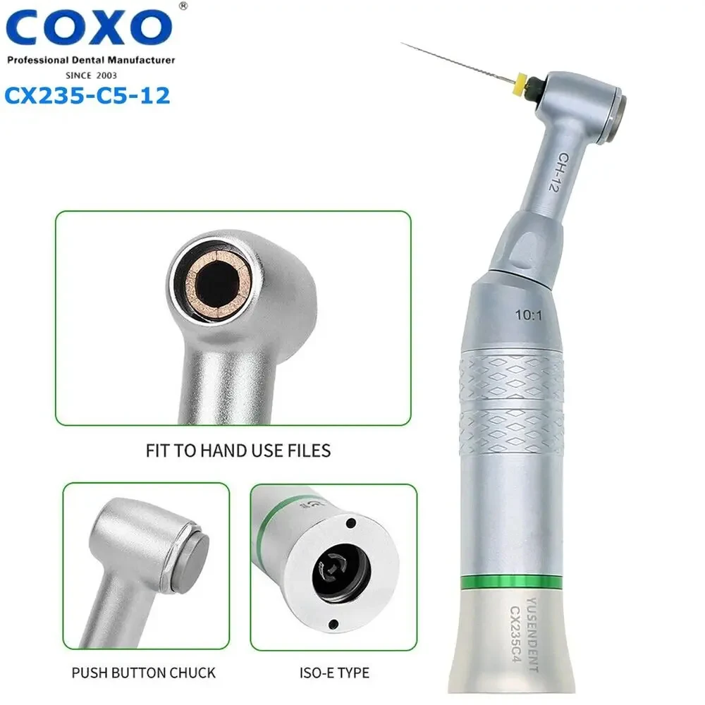 

COXO CX235 C5-12 10:1 Reduction Contra Angle 90° Reciprocating Low Speed for Endodontic Treatment Push Button Hand Use File