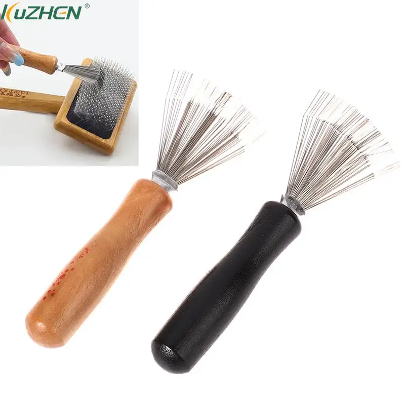 1pc Hair Brush Cleaner Mini Dirt Remover Home Travel Salon Rake With Metal  Wire Portable Comb Brush Wooden Handle Cleaning Tools - AliExpress