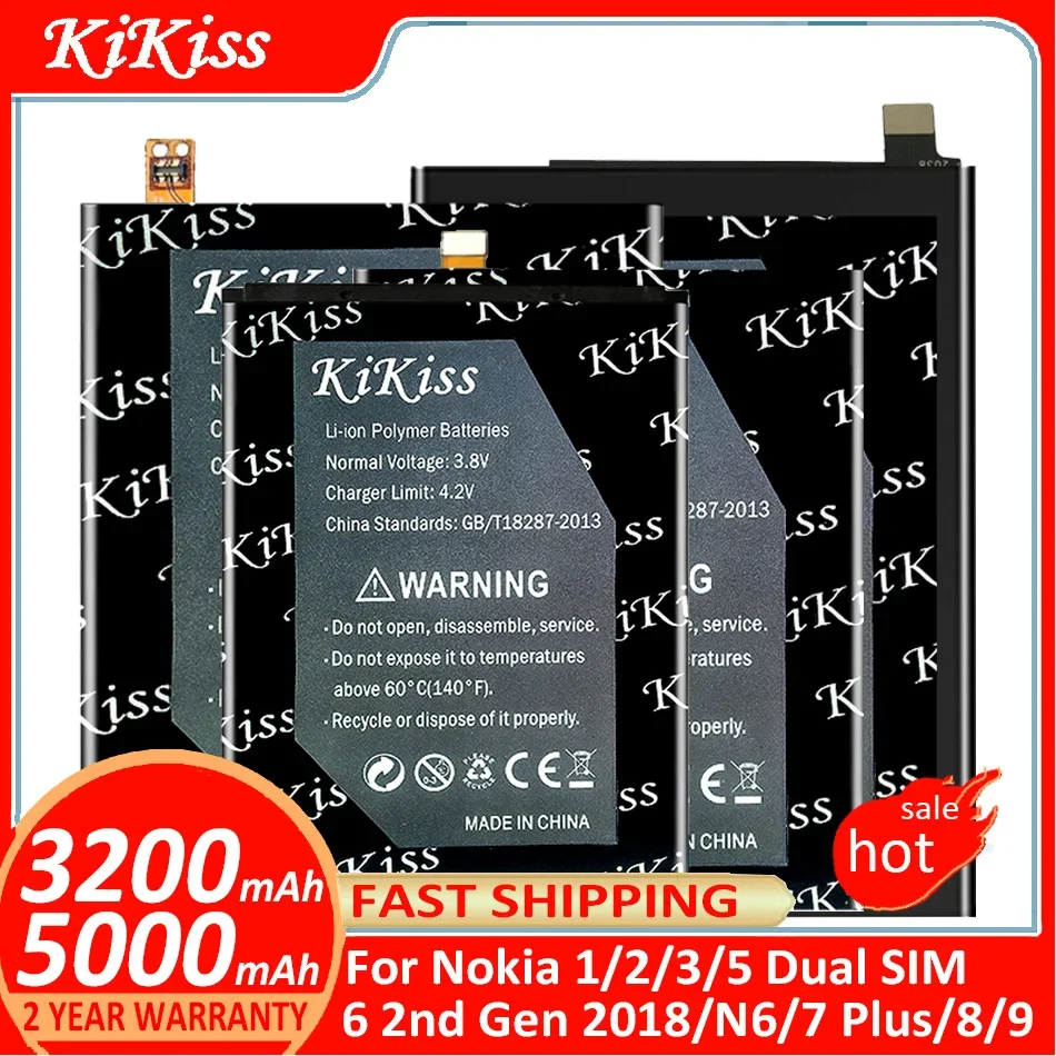Batteria Kikiss Per Nokia 1/2/3/5 Dual Sim/6 2Nd Gen 2018/N6/7 Plus/8/9/Ta-1047/Ta-1020/Ta-1028/Ta-1000/Ta-1062/Ta-1004/Ta-1082