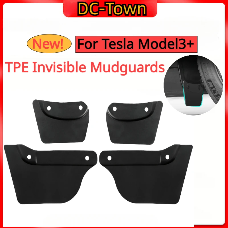 

For Tesla New Model 3+ Mudguards Invisible Wheel Fender Splash Guards TPE Mud Fenders New Model3 Highland 2024 Car Accessories