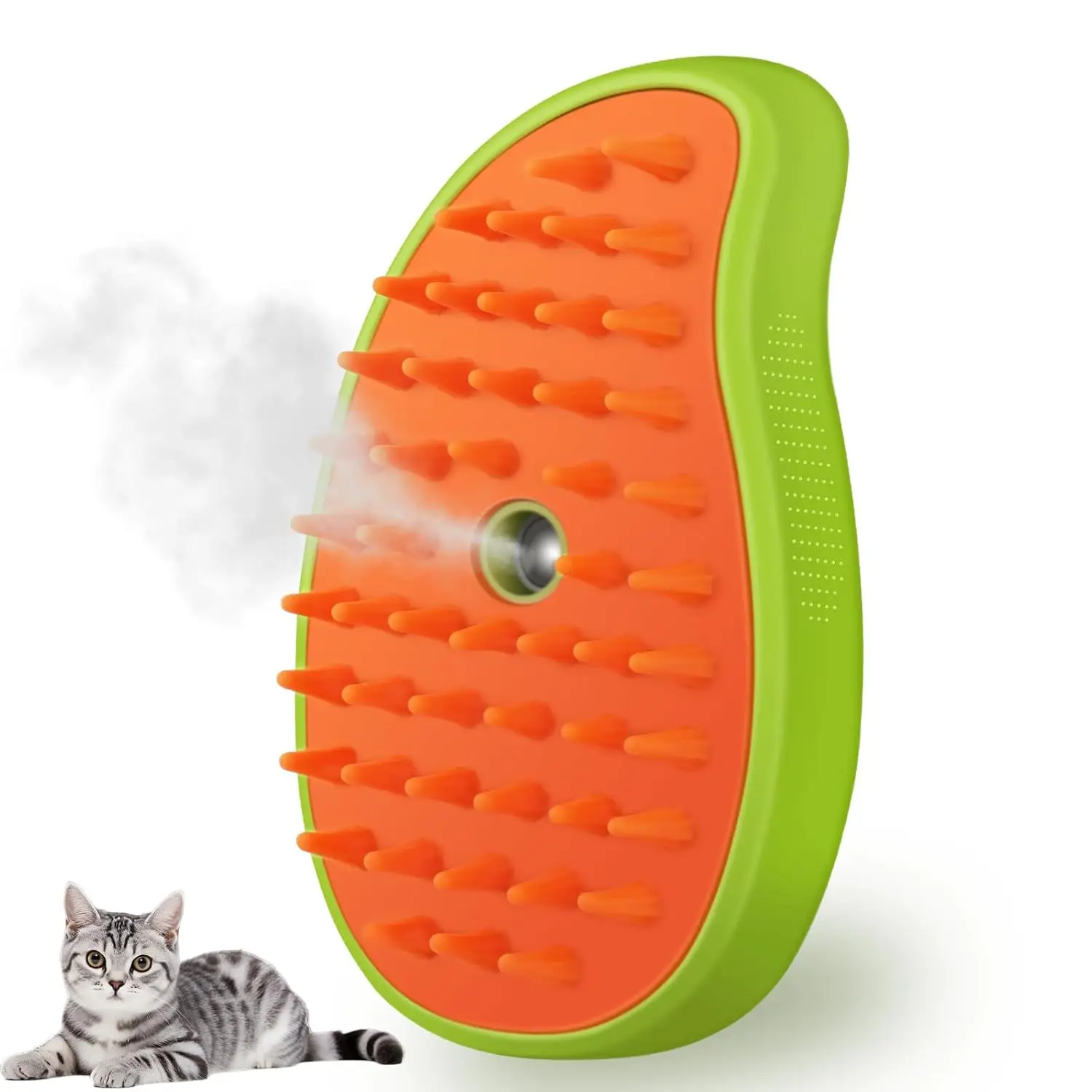 3-in-1-Dampfbürste für Katzen und Hunde: Silikon-Massagebürste zur Fellpflege und Haarreinigung._voghion.com