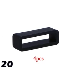 Rubber Silicone Watch Band Keeper Loops - Set of 4 Strap Security Holders - 22mm (4pcs - 20 - Black)