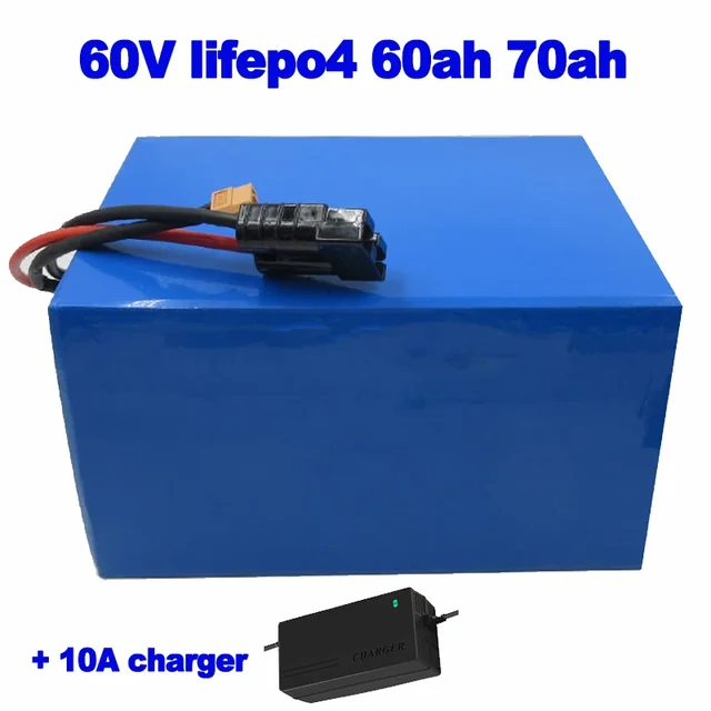 Lifepo4 LFP 60V 60ah 70ah lithium iron phosphate battery pack for lawn mover street sweeper robot golf AGV EV +10A charger 1