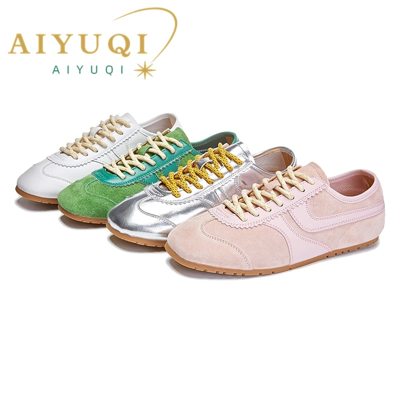 German Training Shoes Women New Genuine Leather Women Sneakers Flat Lace-up Retro Large Size Forrest Gump Shoes women shoes casual sneakers women sneakers