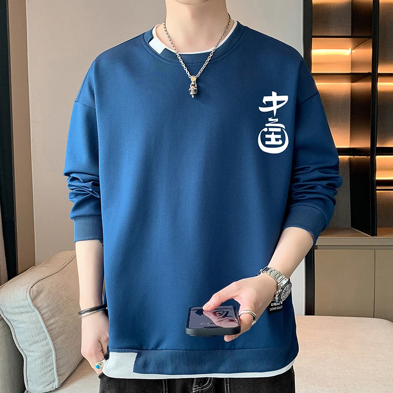 Spring Autumn Elegant Fashion Harajuku Slim Fit Ropa Hombre Loose Casual All Match T-shirts O Neck Insert Long Sleeve Sweatshirt
