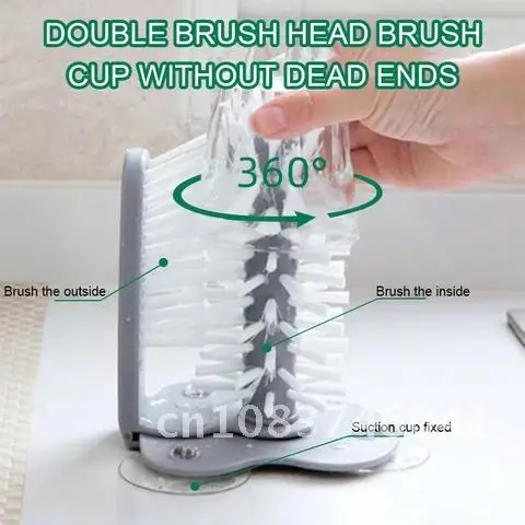 

Drink Mug Wine Suction Cup 2 In 1 Kitchen Cleaning Tools Cup Scrubber Glass Cleaner Bottles Brush Sink Kitchen Accessories