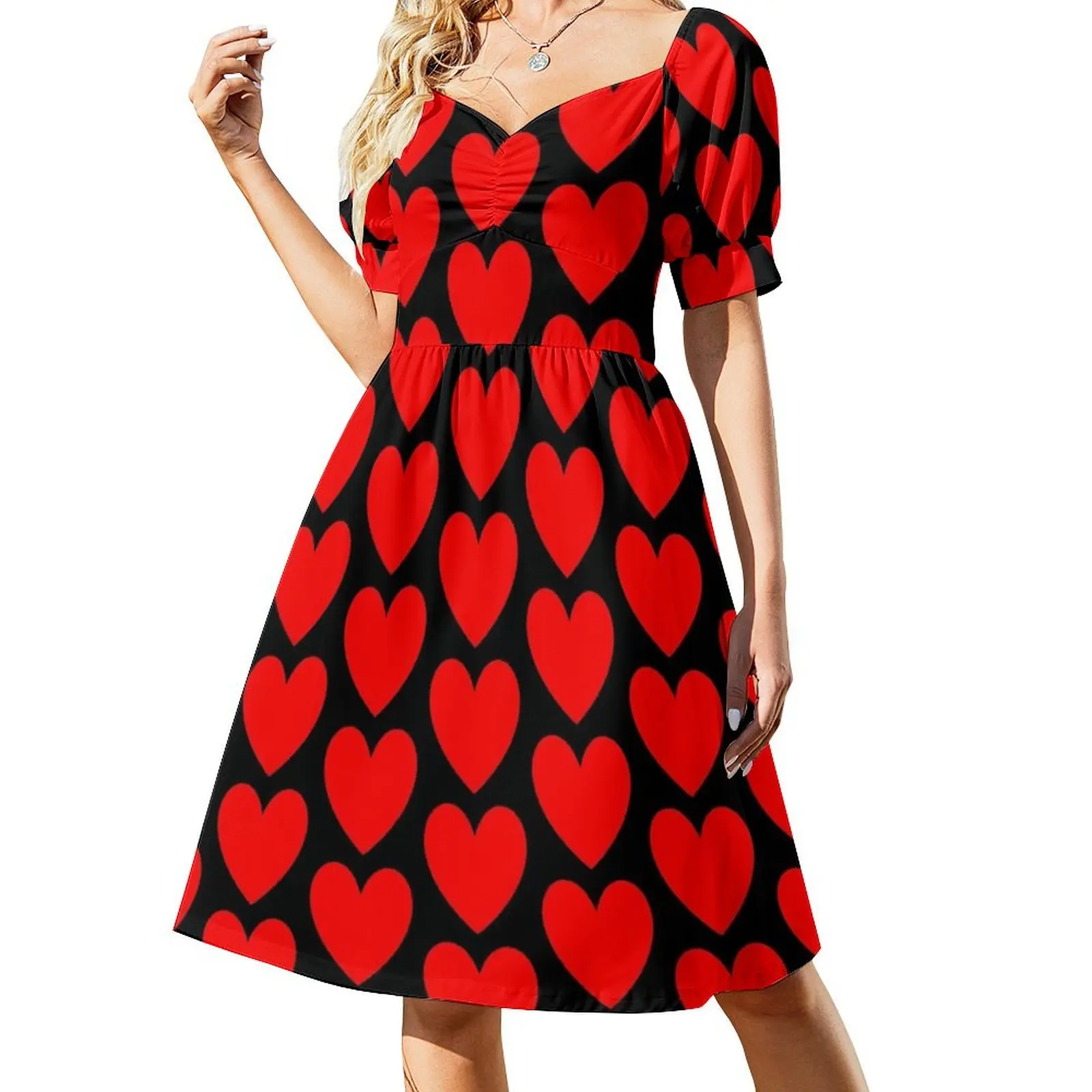 thumbnail image 1 of Vestido de manga corta con corazones para fiesta, noche, cumpleaños, para mujer, 1 of 7