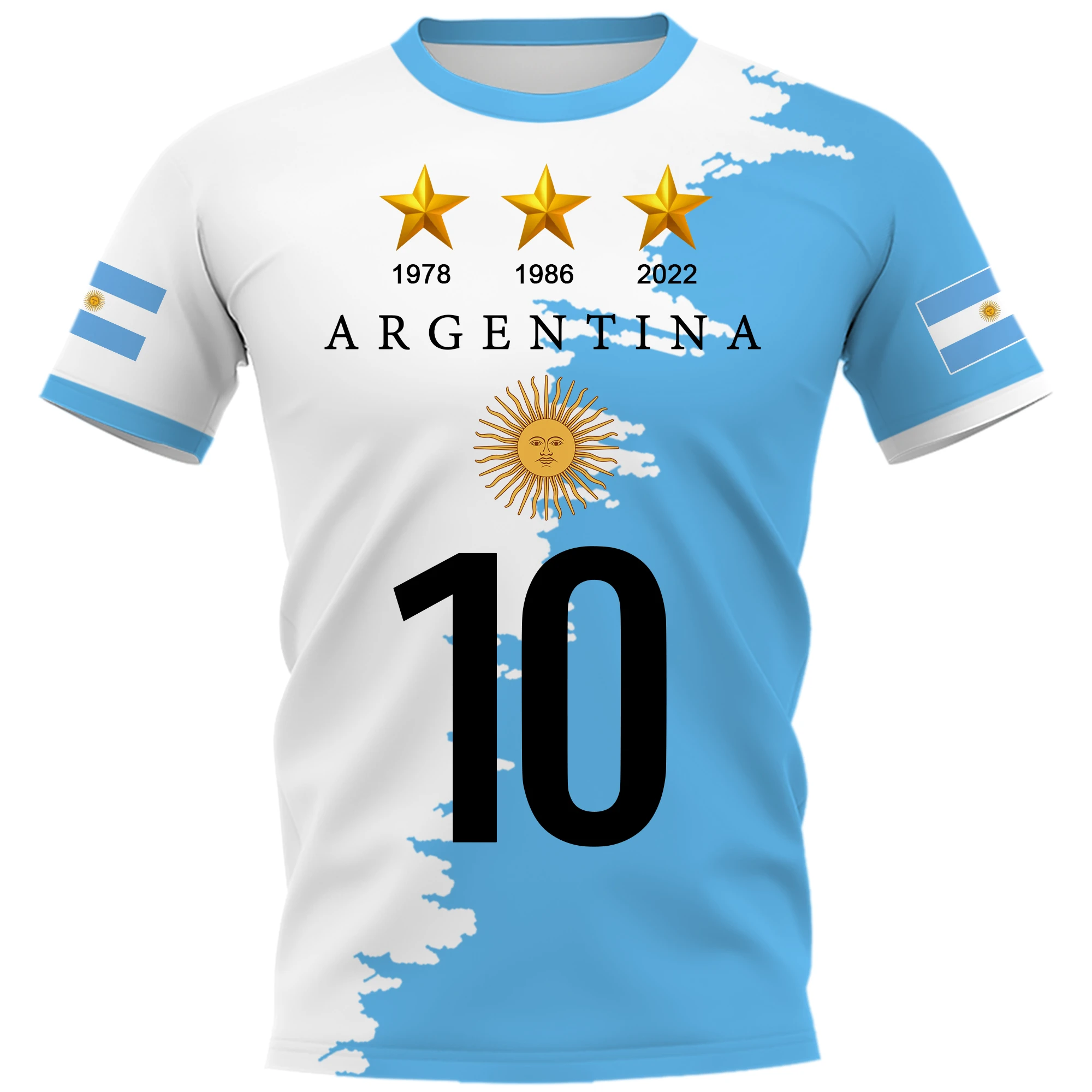 con 10 para hombre y mujer, camisa de Argentina con 3 estrellas, ropa de calle, ropa deportiva, 2023| | - AliExpress
