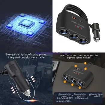 hg89 120W Car Lighter Splitter PD + USB Socket 12V 24V Fast Charging Plug for Car DVR Dashcam Phone Power Adapter