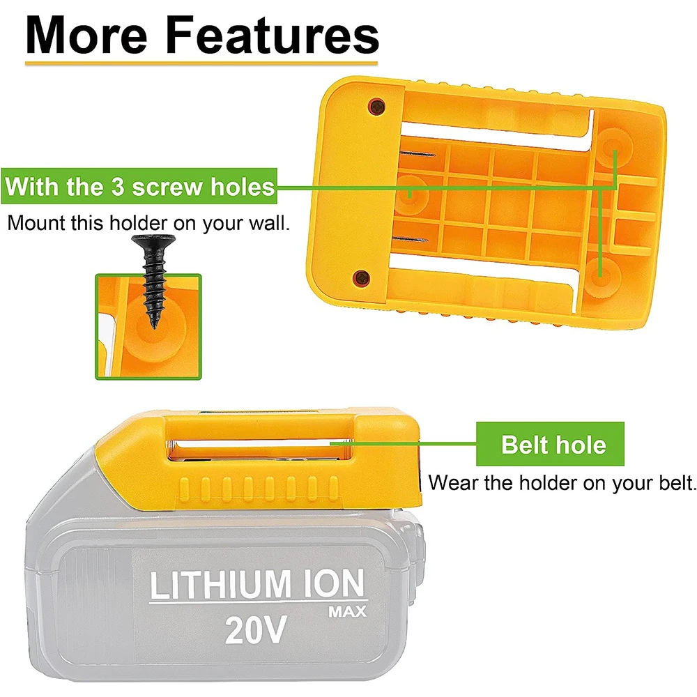 Dewalt 18V 20V 리튬 배터리 용 USB 충전기 어댑터 휴대용 Type-C 포트 고속 충전 배터리 보관함 홀더 케이스
