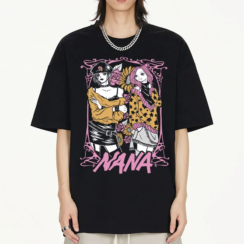 

Nana Osaki Anime T-shirt Men Women's Black Stones Band Manga T-shirts 100% Cotton Casual Short Sleeve T Shirts Streetwear Tees